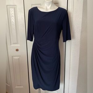 Dressbarn Signature Sadie Faux Wrap Dress Size 14 Navy Blue